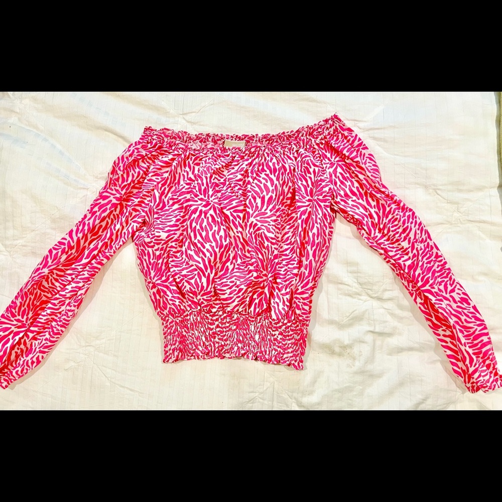 Michael Kors pink & white top